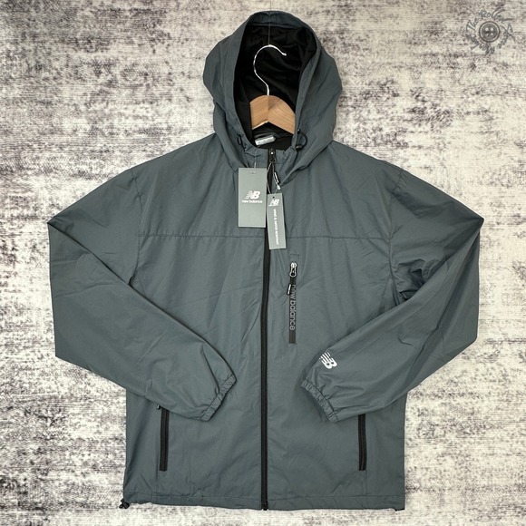 New Balance Other - NWT New Balance Wind Jacket Men's Small Gray Hooded Water Wind Resistant